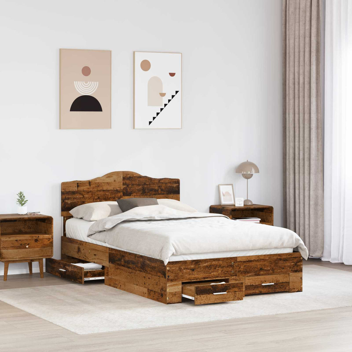 Krevetna konstrukcija Staro drvo 120 x 190 cm Konstruirano drvo Smeđa 196 x 123 x 90 cm