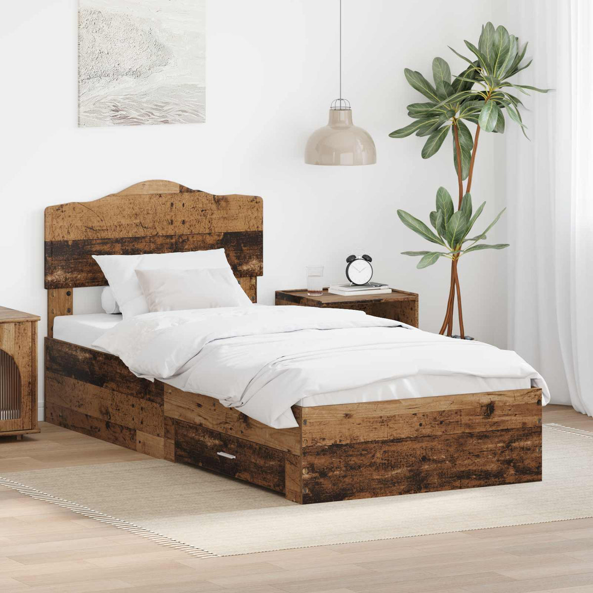 Krevetna konstrukcija Staro drvo 90 x 200 cm Konstruirano drvo Smeđa 206 x 93 x 90 cm