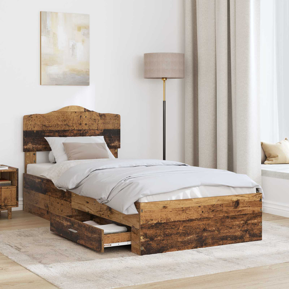 Krevetna konstrukcija Staro drvo 90 x 190 cm Konstruirano drvo Smeđa 196 x 93 x 90 cm