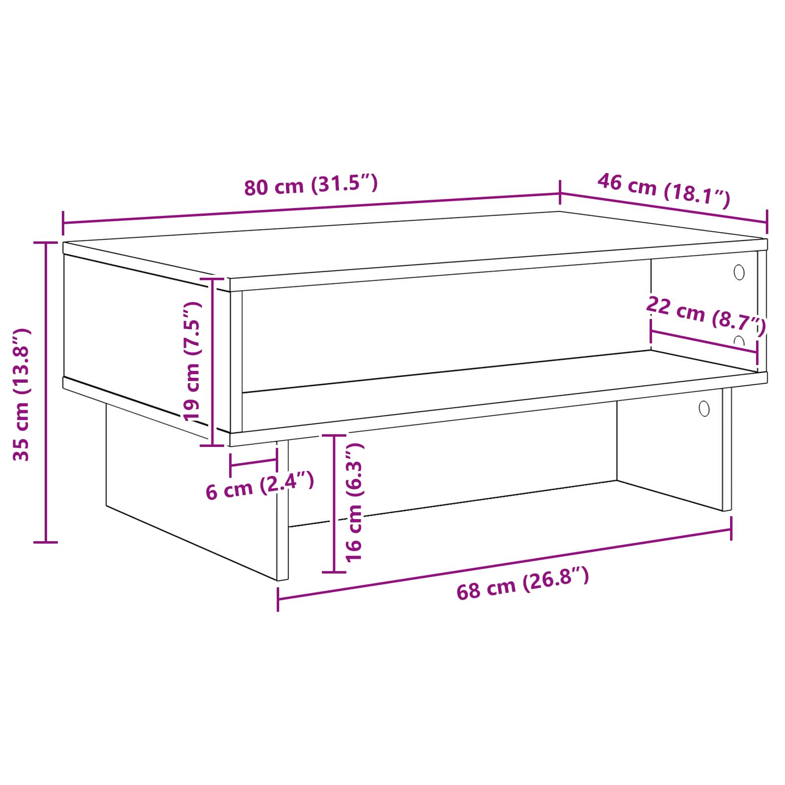 Kava Stol Staro drvo 80 x 46 x 35 cm Konstruirano drvo