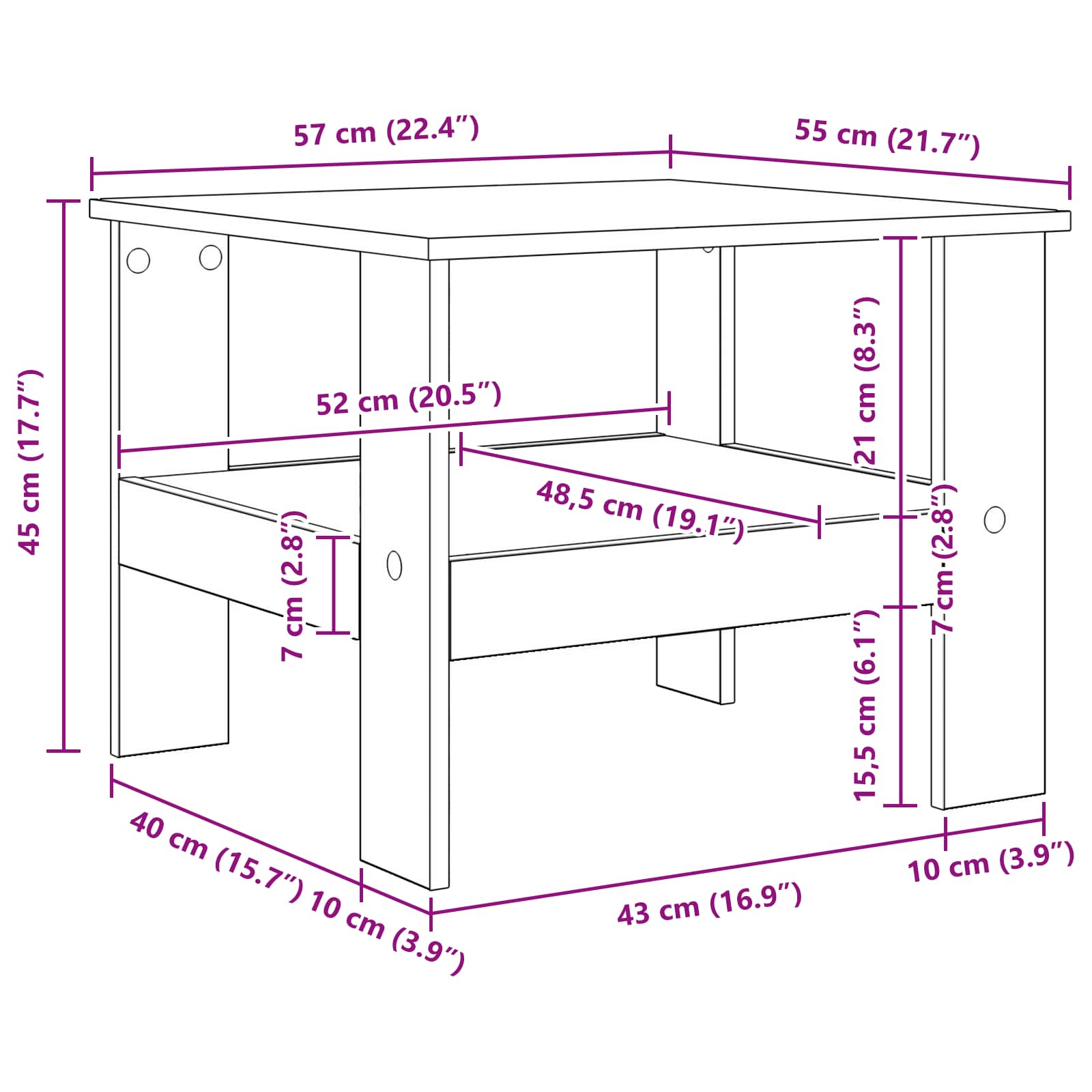 Kava Stol Sonoma hrast 57 x 55 x 45 cm Konstruirano drvo
