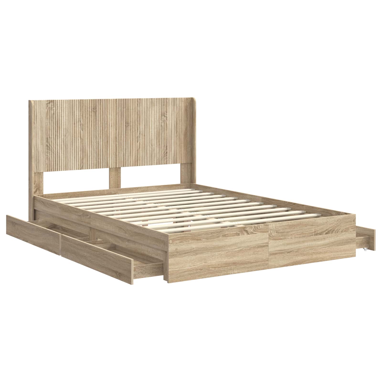 Krevetna konstrukcija s pohranom i uzglavljem Hrast sonoma