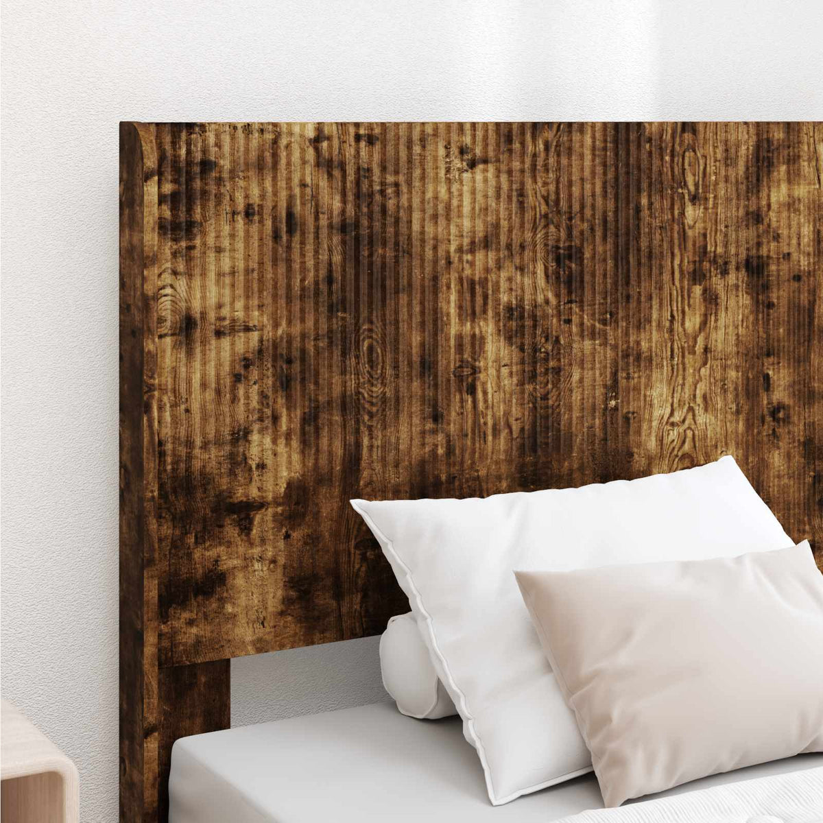 Krevetna konstrukcija s pohranom i uzglavljem Dimljeni hrast Smeđa 90 x 190 cm