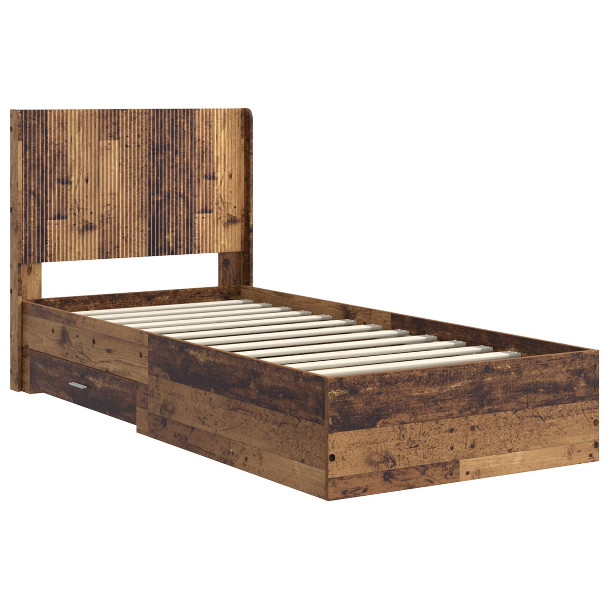 Krevetna konstrukcija s pohranom i uzglavljem Staro drvo Smeđa 90 x 200 cm