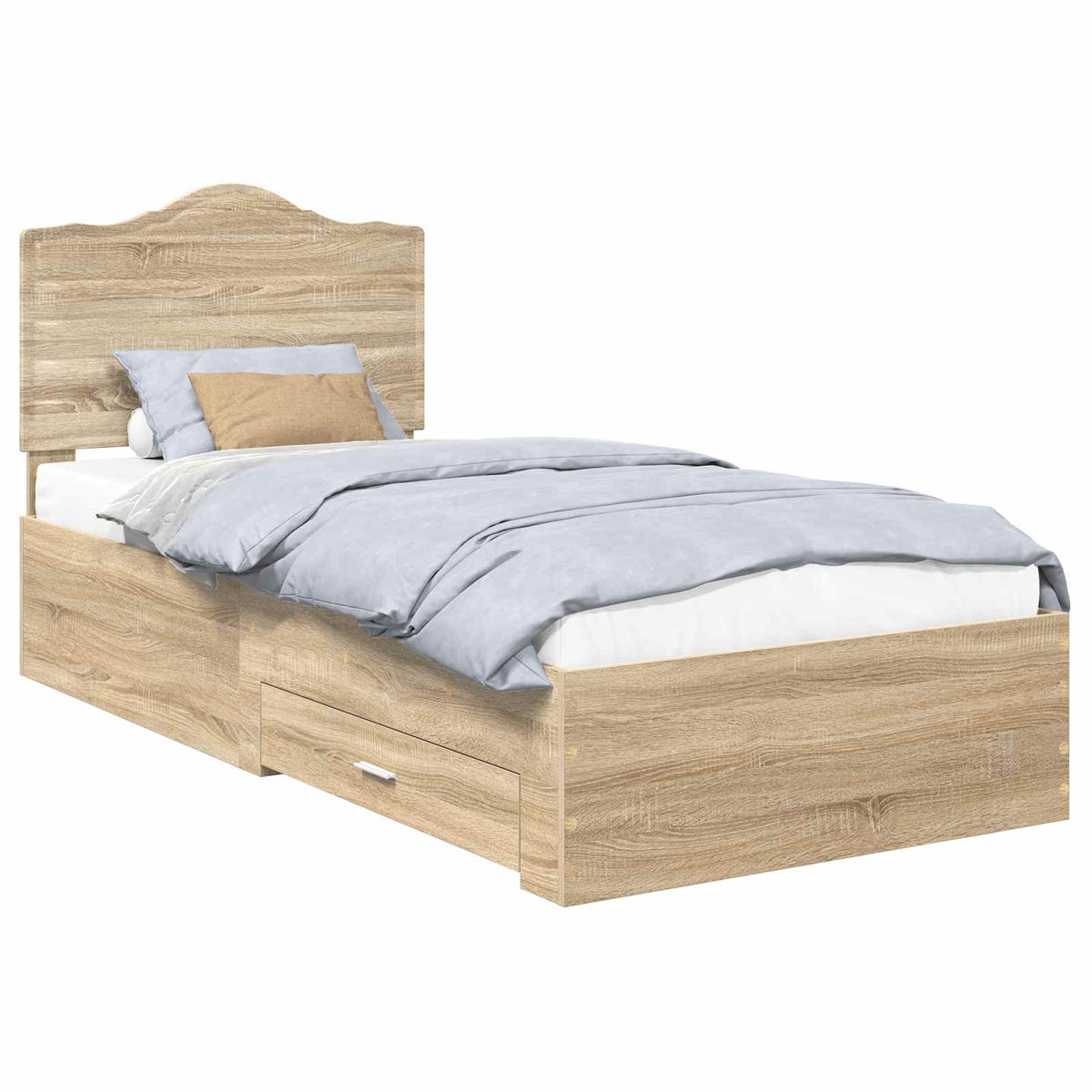 Krevetna konstrukcija s ladicama Sonoma hrast 100 x 200 cm Smeđa 203 x 103 x 100 cm