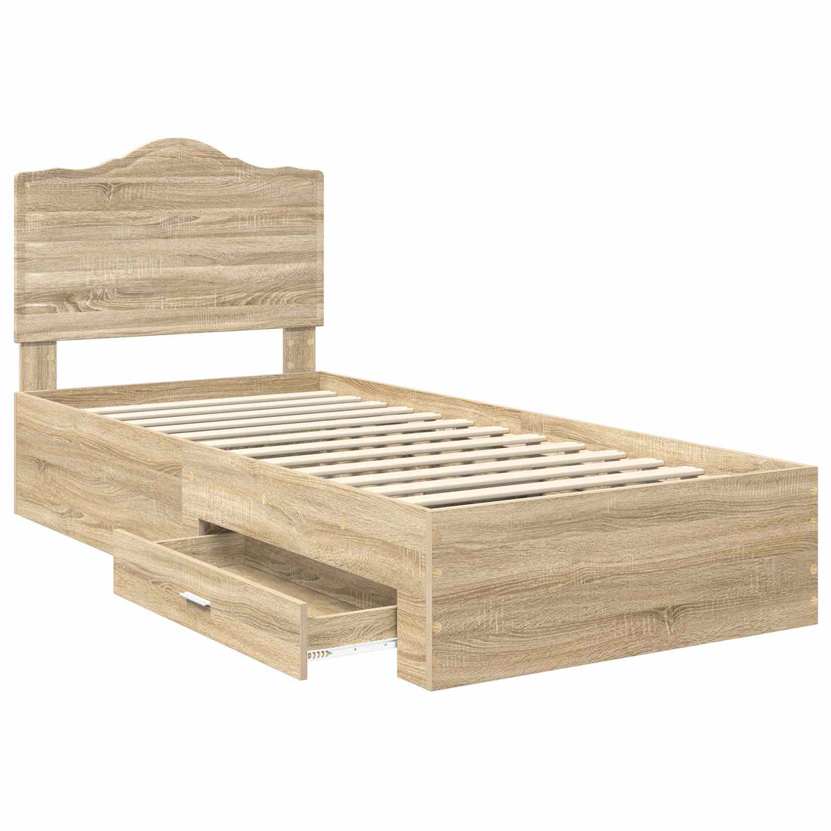 Krevetna konstrukcija s ladicama Sonoma hrast 100 x 200 cm Smeđa 203 x 103 x 100 cm