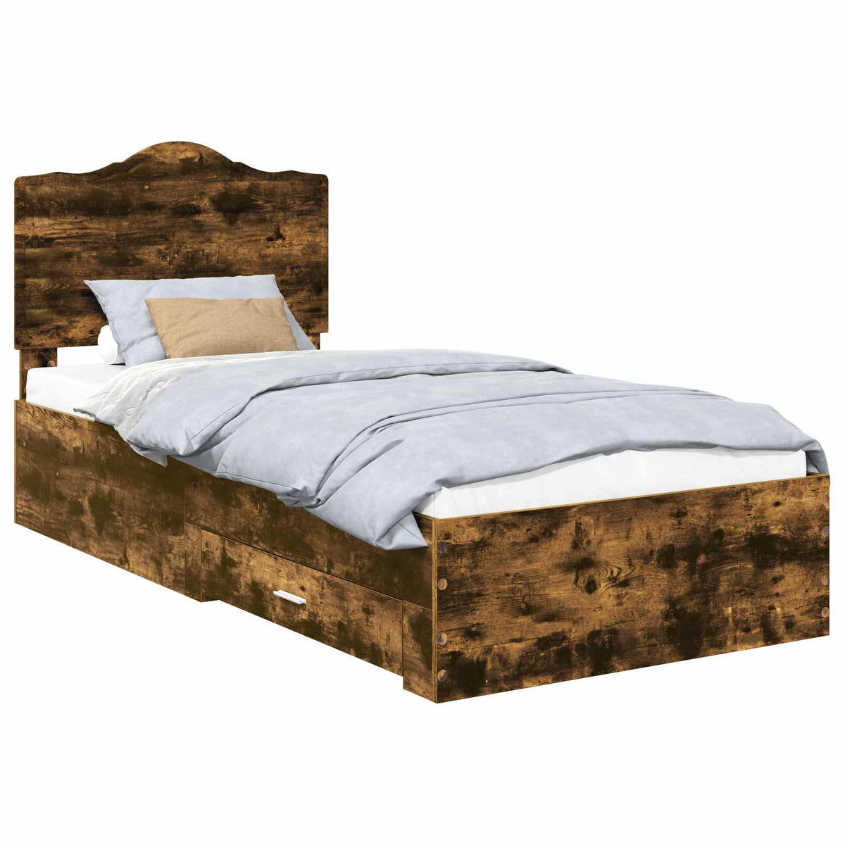 Krevetna konstrukcija s ladicama Dimljeni hrast 90 x 190 cm Smeđa 193 x 93 x 100 cm