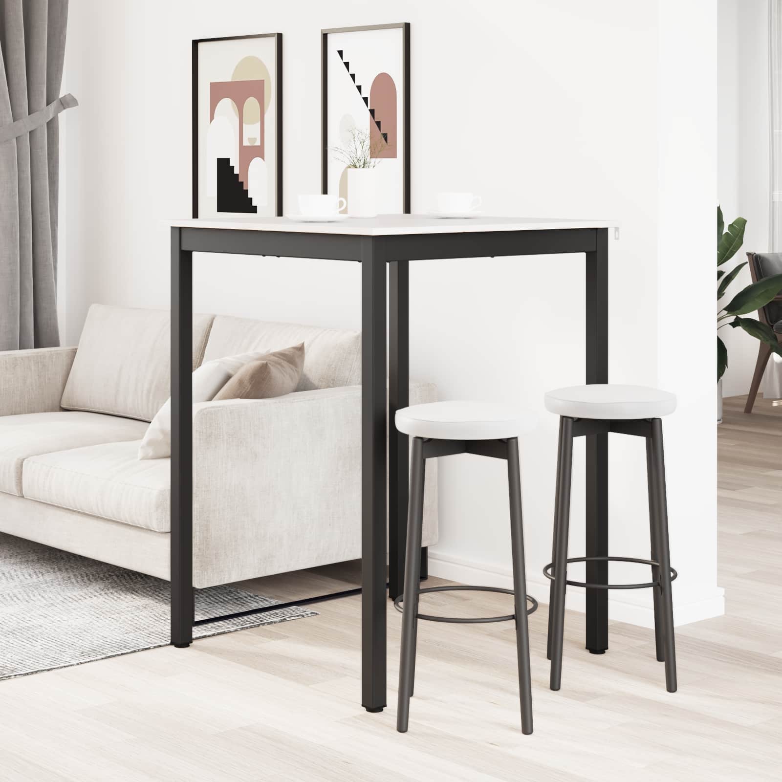 Stol za bar Bijelo 80 x 80 x 105 cm Čvrsto borovo drvo