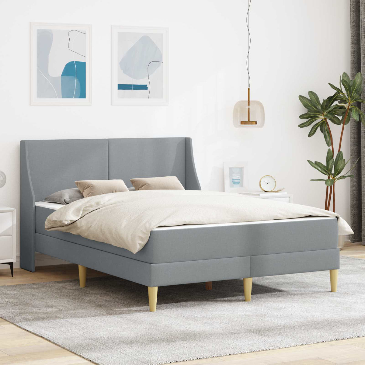 Okvir kreveta s madracem Svjetlosiva 120 x 200 cm Poliester
