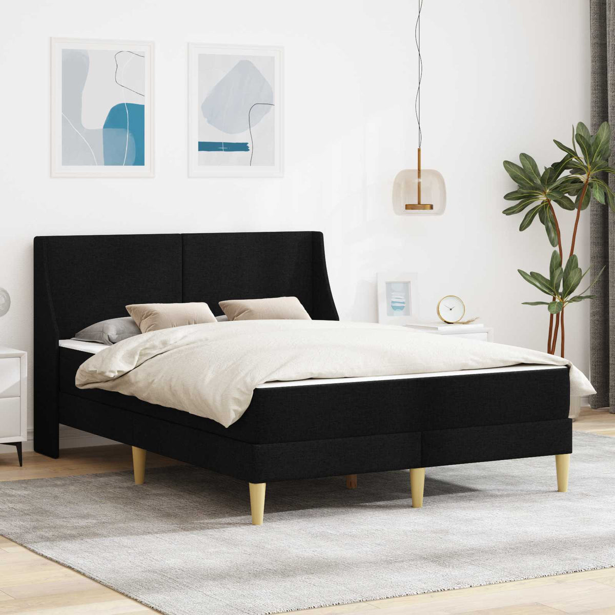 Okvir kreveta s madracem Crna 140 x 190 cm Poliester