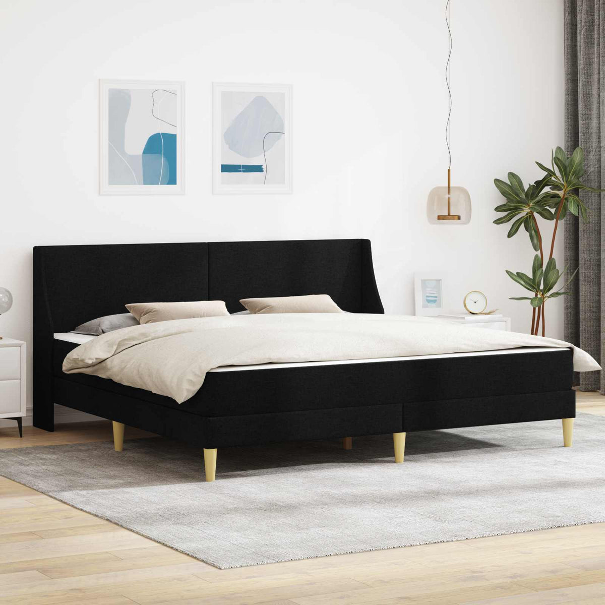Okvir kreveta s madracem Crna 200 x 200 cm Poliester