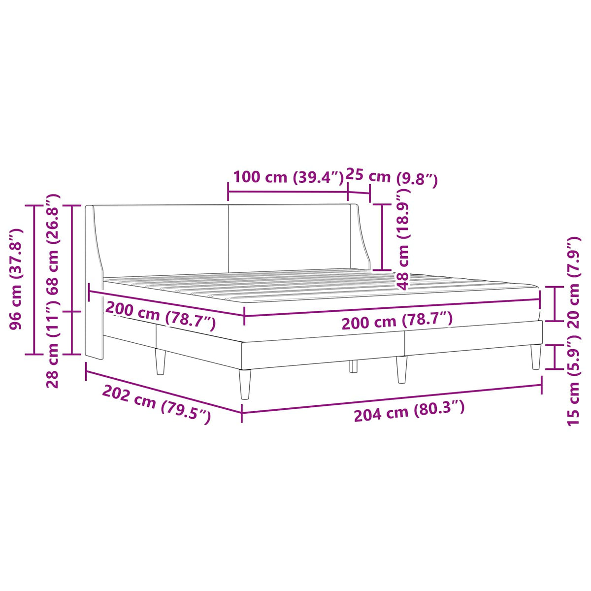 Okvir kreveta s madracem Plava 200 x 200 cm Poliester