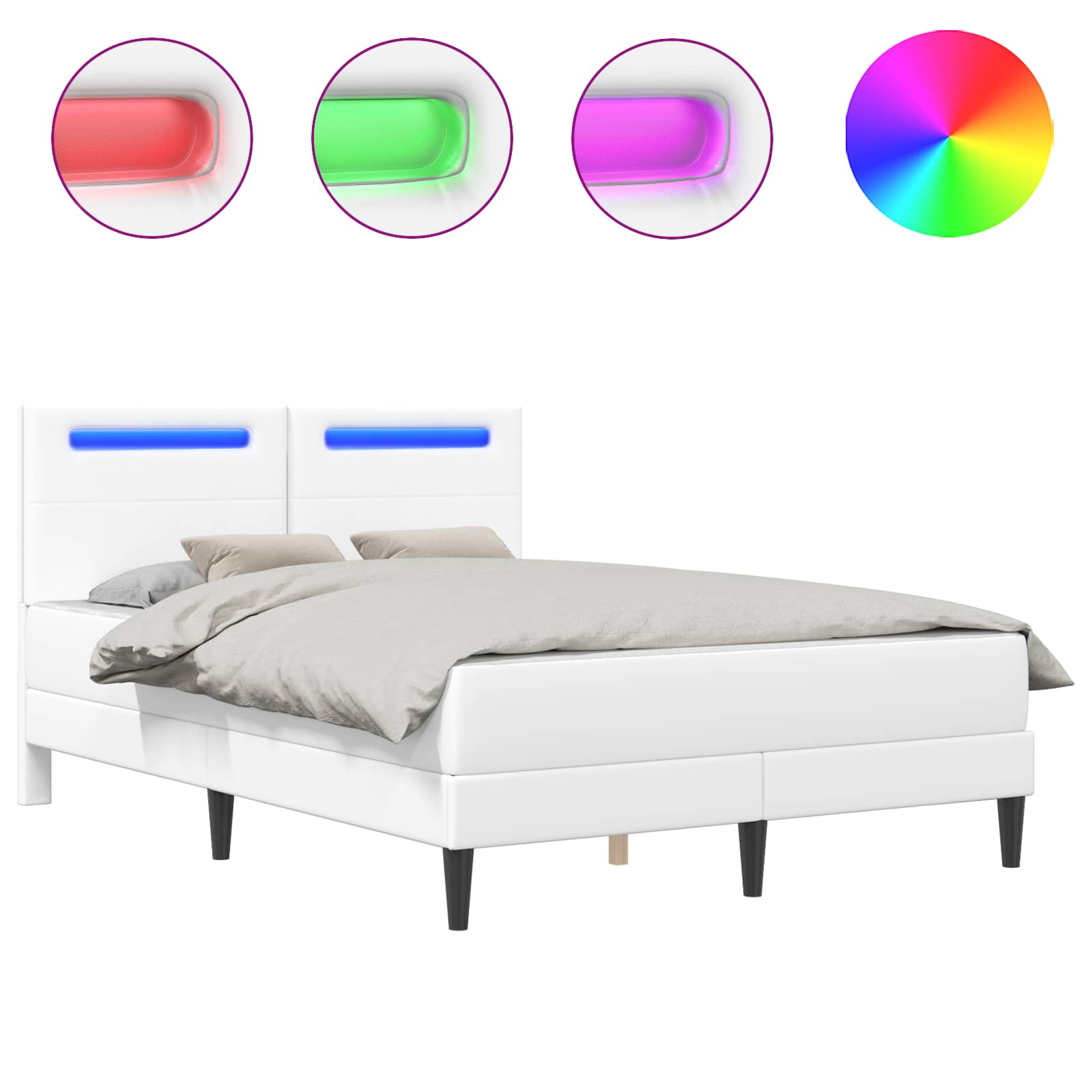 Krevetna konstrukcija s LED trakama 2 pcs Umjetna koža