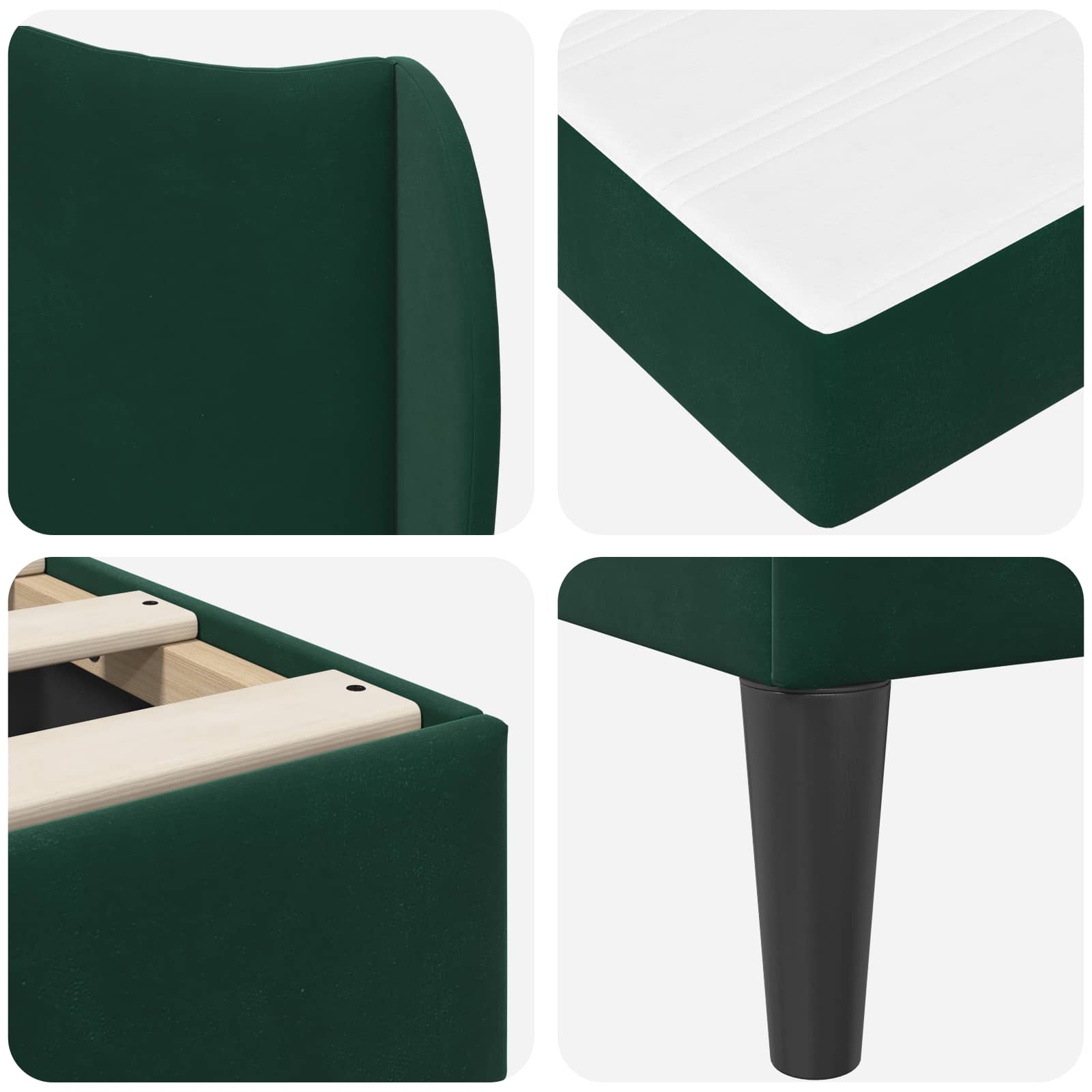 Krevetna konstrukcija 2 pcs Tamnozelena 120 x 190 cm Baršun