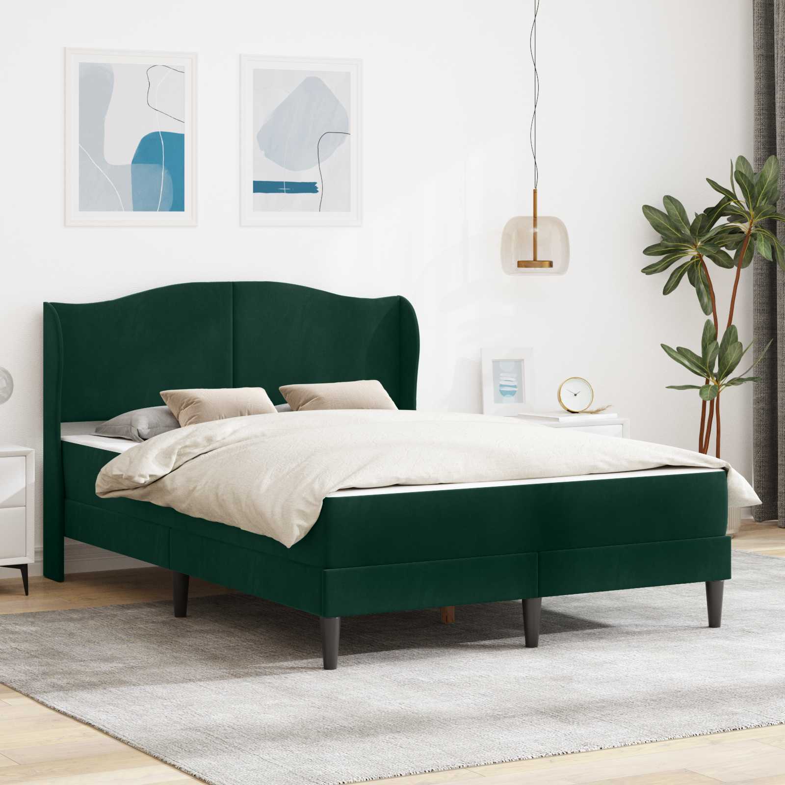 Krevetna konstrukcija 2 pcs Tamnozelena 120 x 190 cm Baršun