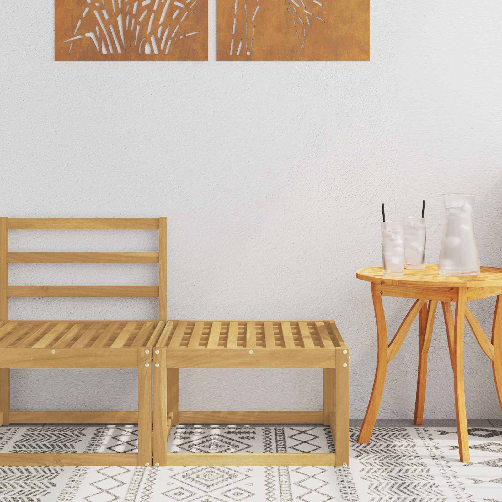 Vanjski Hocker Čvrsto drvo akacije Bijela 59 x 59 x 37 cm