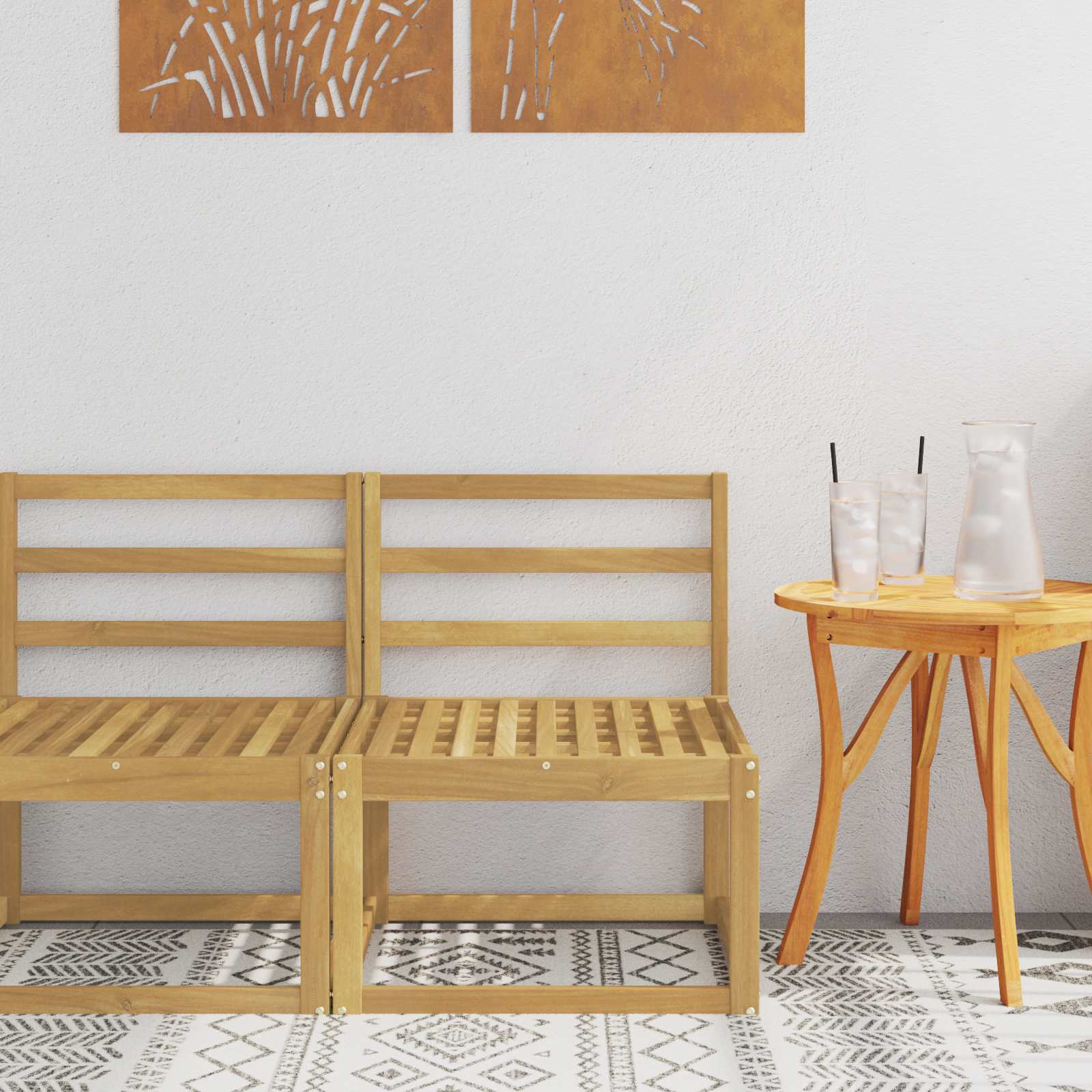 Srednja sofa za van Čvrsto drvo akacije Bijela 59 x 63 x 73 cm