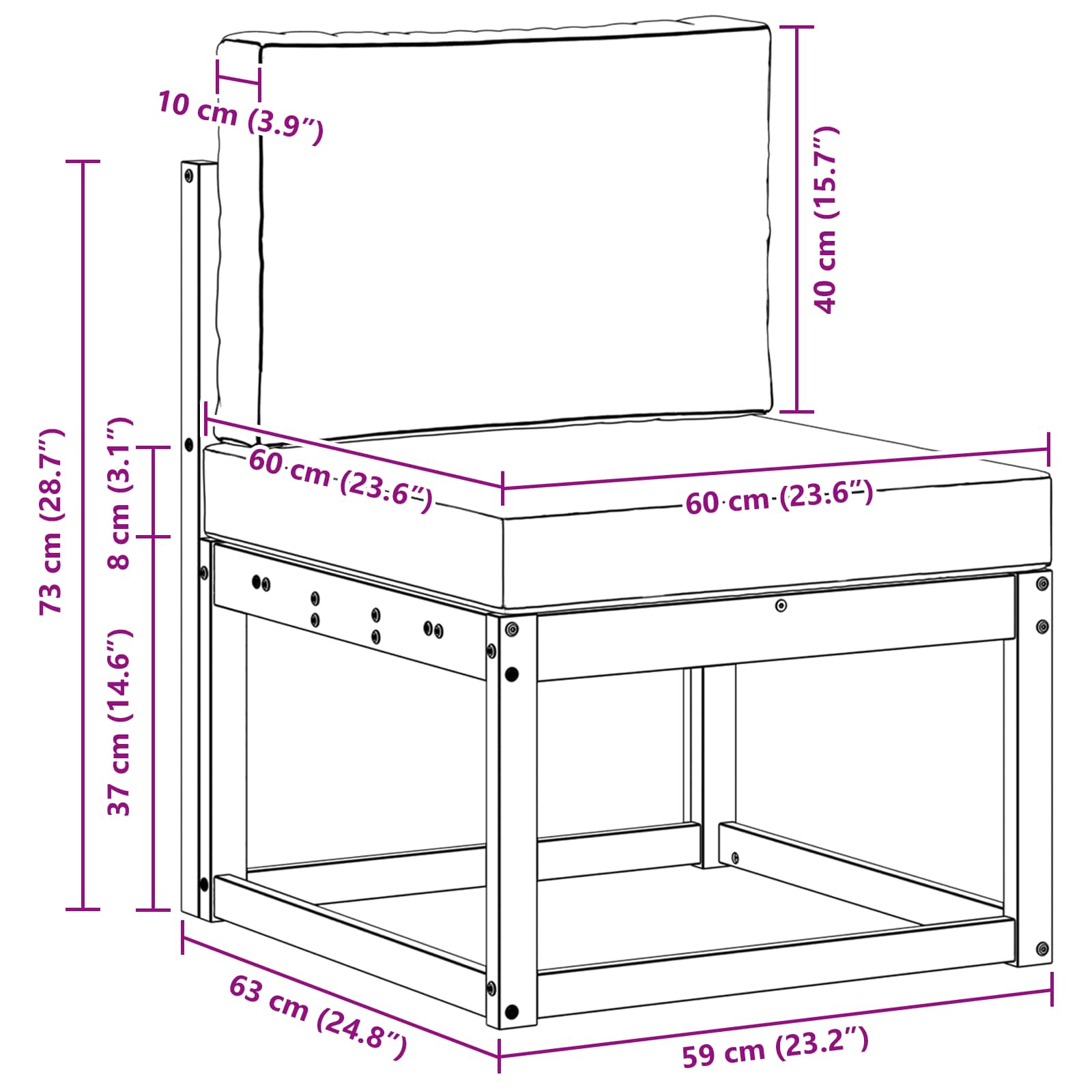Set vanjskih sofa Bijela i bež 59 x 63 x 73 cm