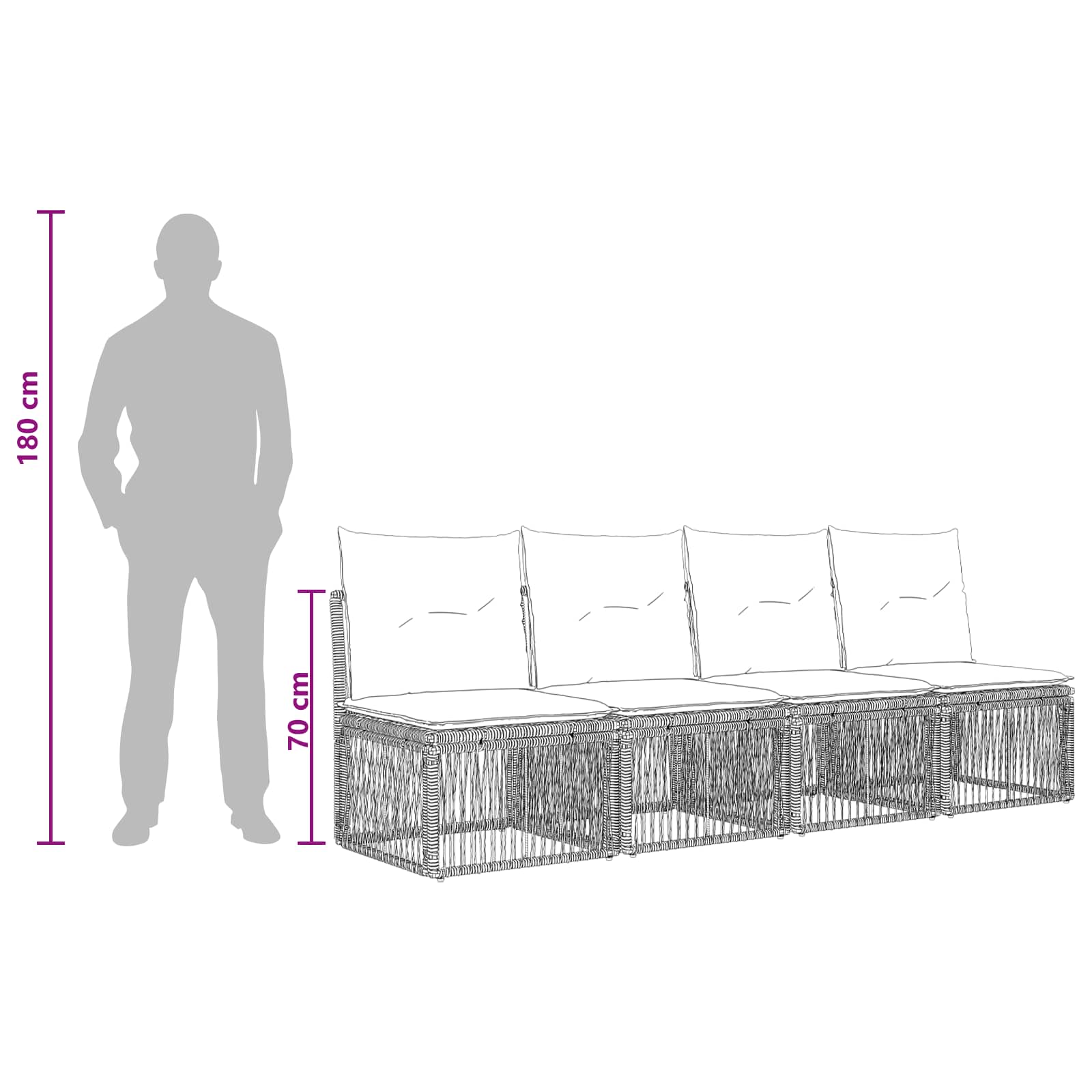 4-sjedala sofa 4 pcs 4-Broj sjedala Siva poliratan