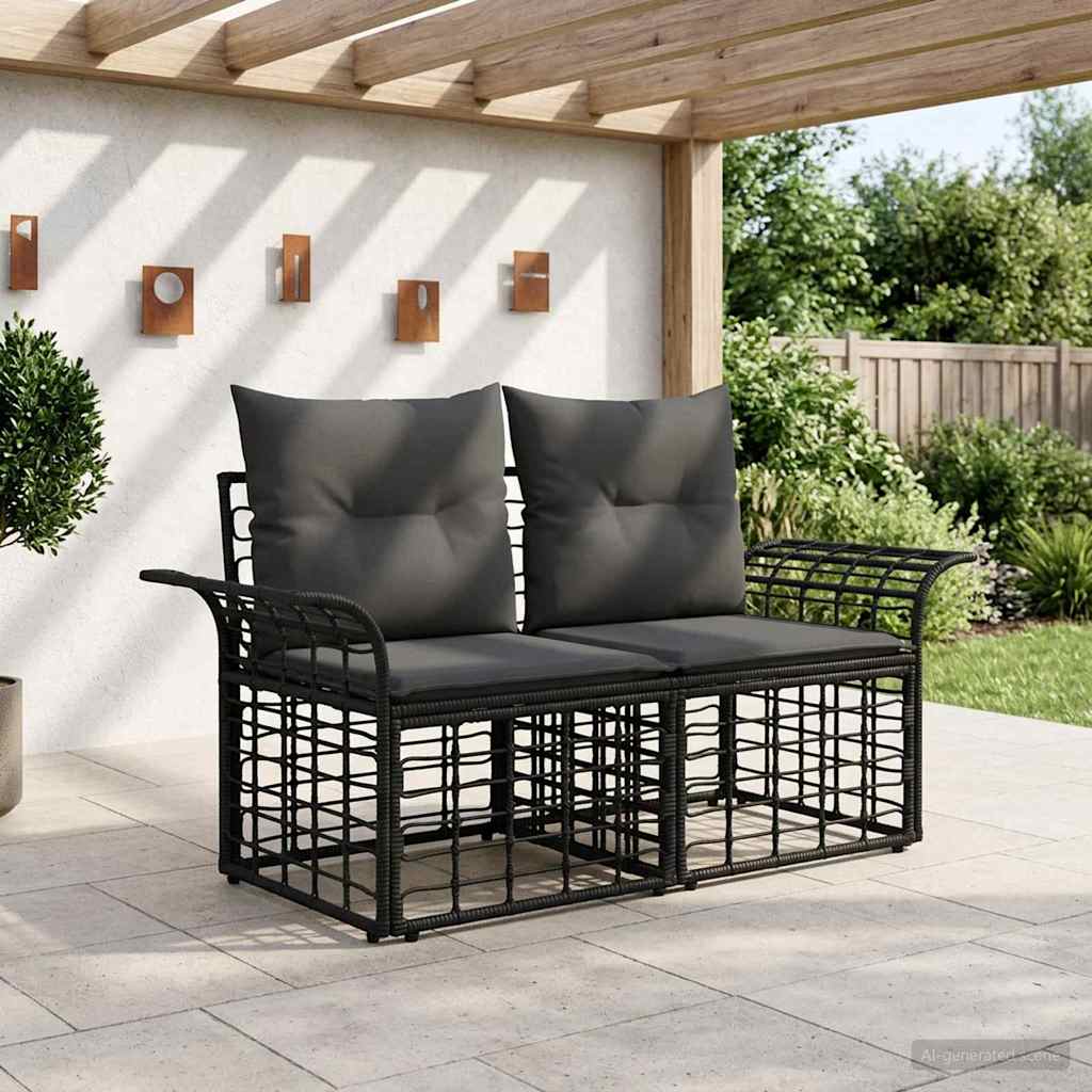 Vanjski loveseat 2 kom. 2-Broj sjedala Crna i tamno siva