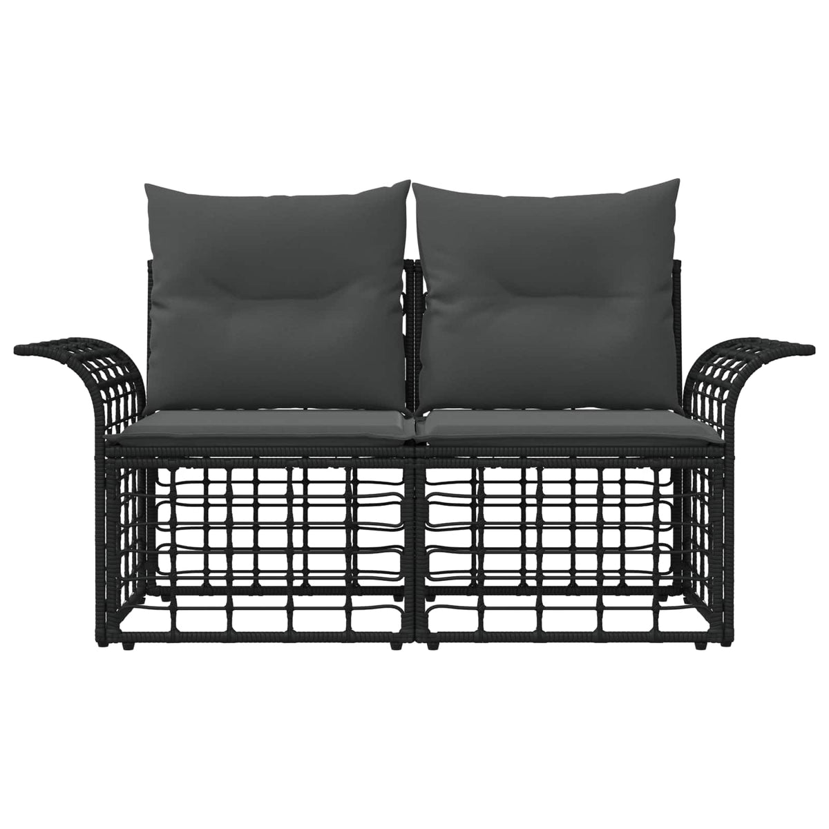 Vanjski loveseat 2 kom. 2-Broj sjedala Crna i tamno siva
