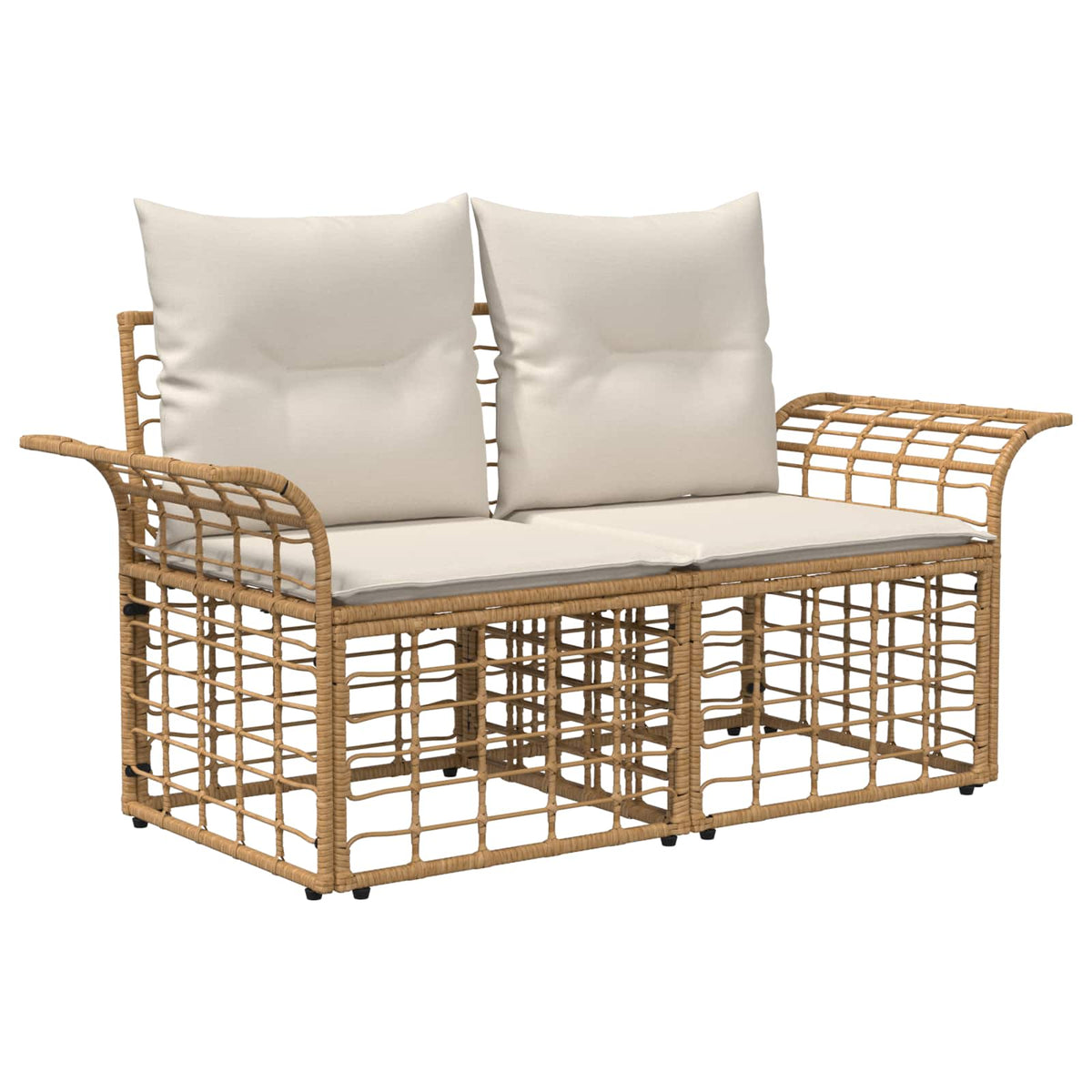 Vanjski loveseat 2 kom. 2-sjedalo Prirodna i krema bijela