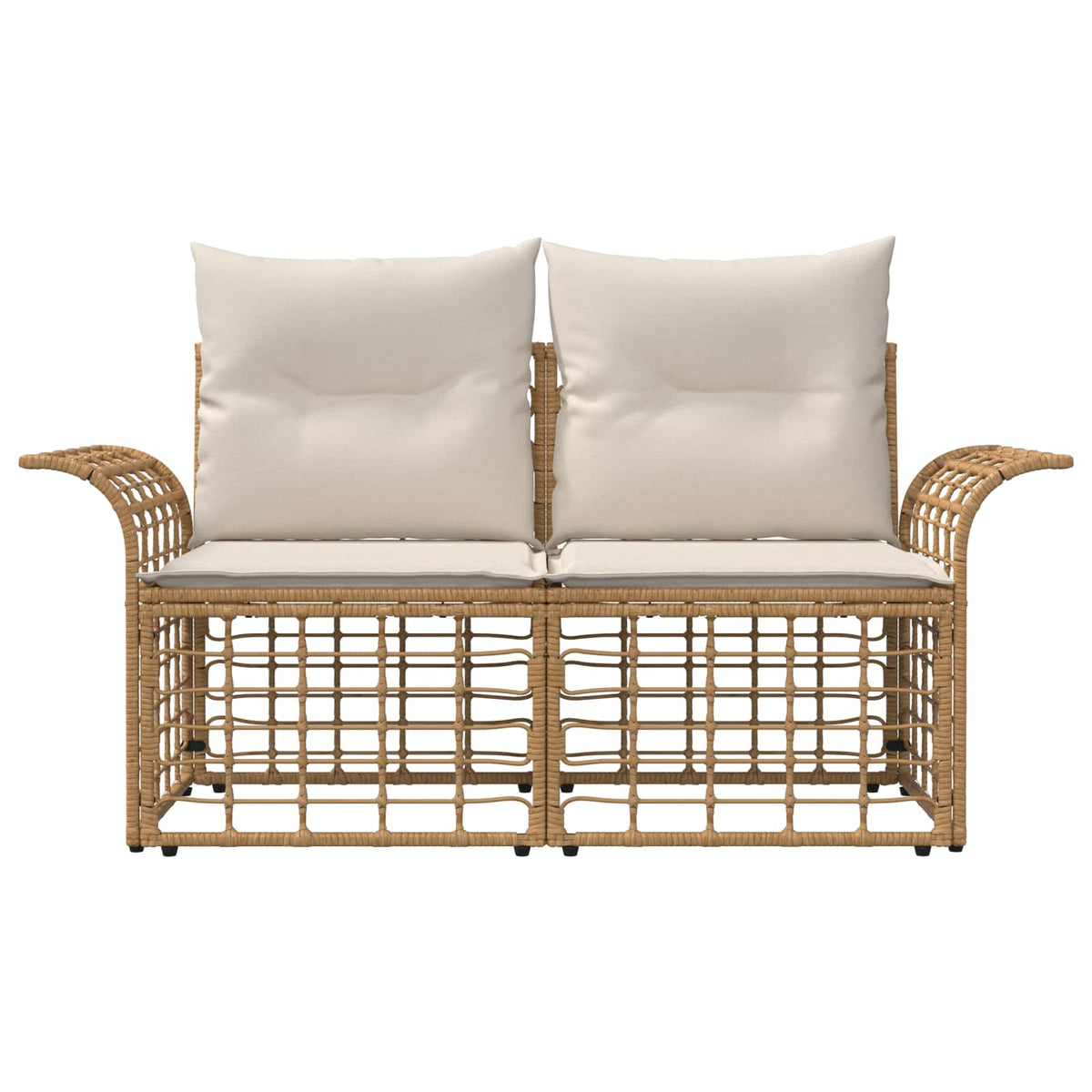 Vanjski loveseat 2 kom. 2-sjedalo Prirodna i krema bijela