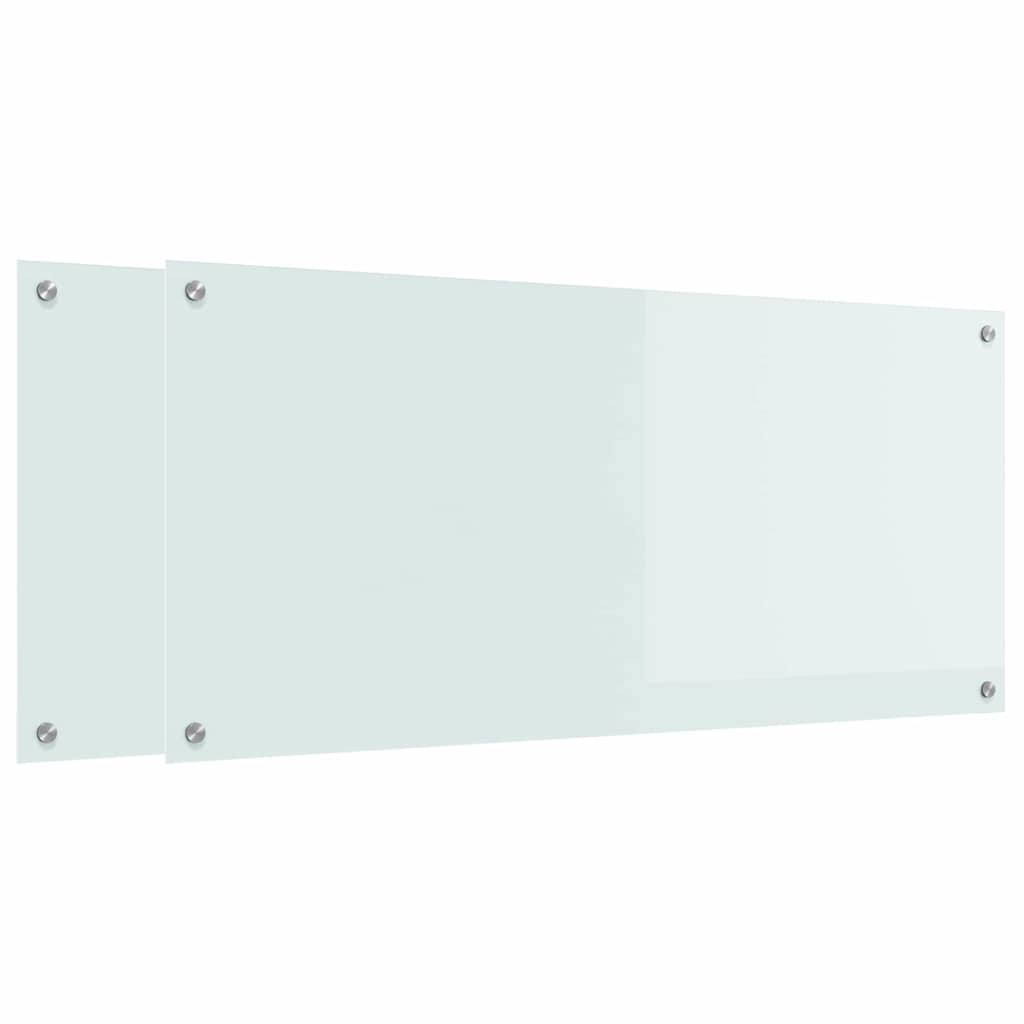 Kuhinjski zid 2 pcs Bijelo 110 x 50 cm Staklo otporno na udarce