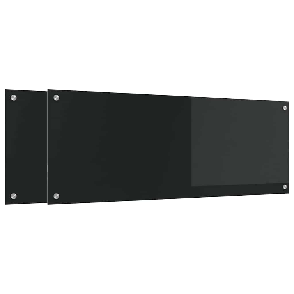 Kuhinjski zid 2 pcs Crna 110 x 40 cm Staklo otporno na udarce