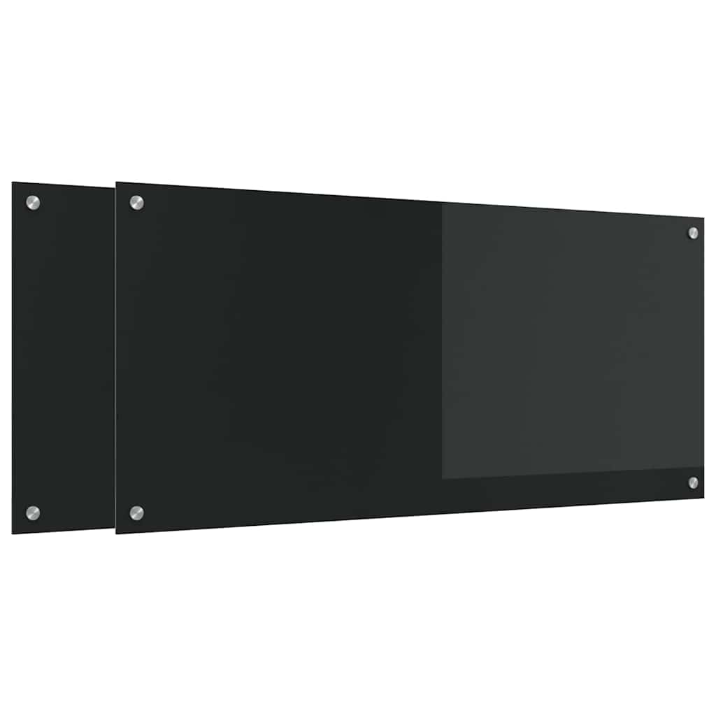 Kuhinjski zid 2 pcs Crna 110 x 50 cm Staklo otporno na udarce