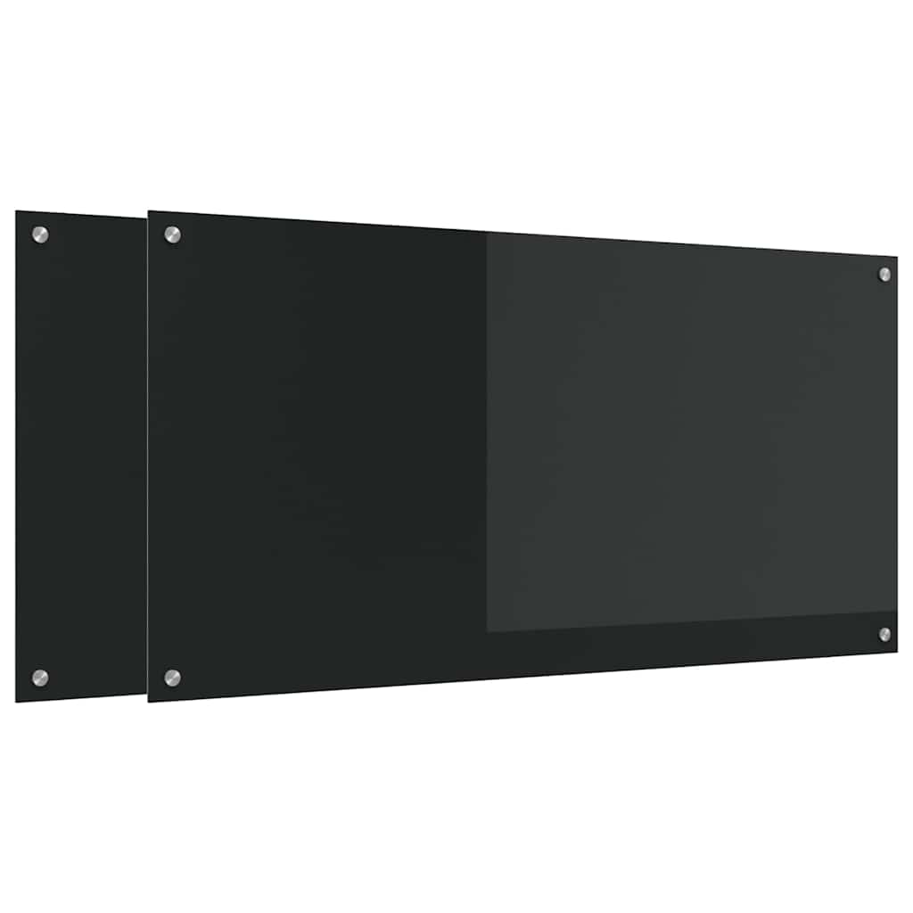Kuhinjski zid 2 pcs Crna 120 x 60 cm Staklo otporno na udarce