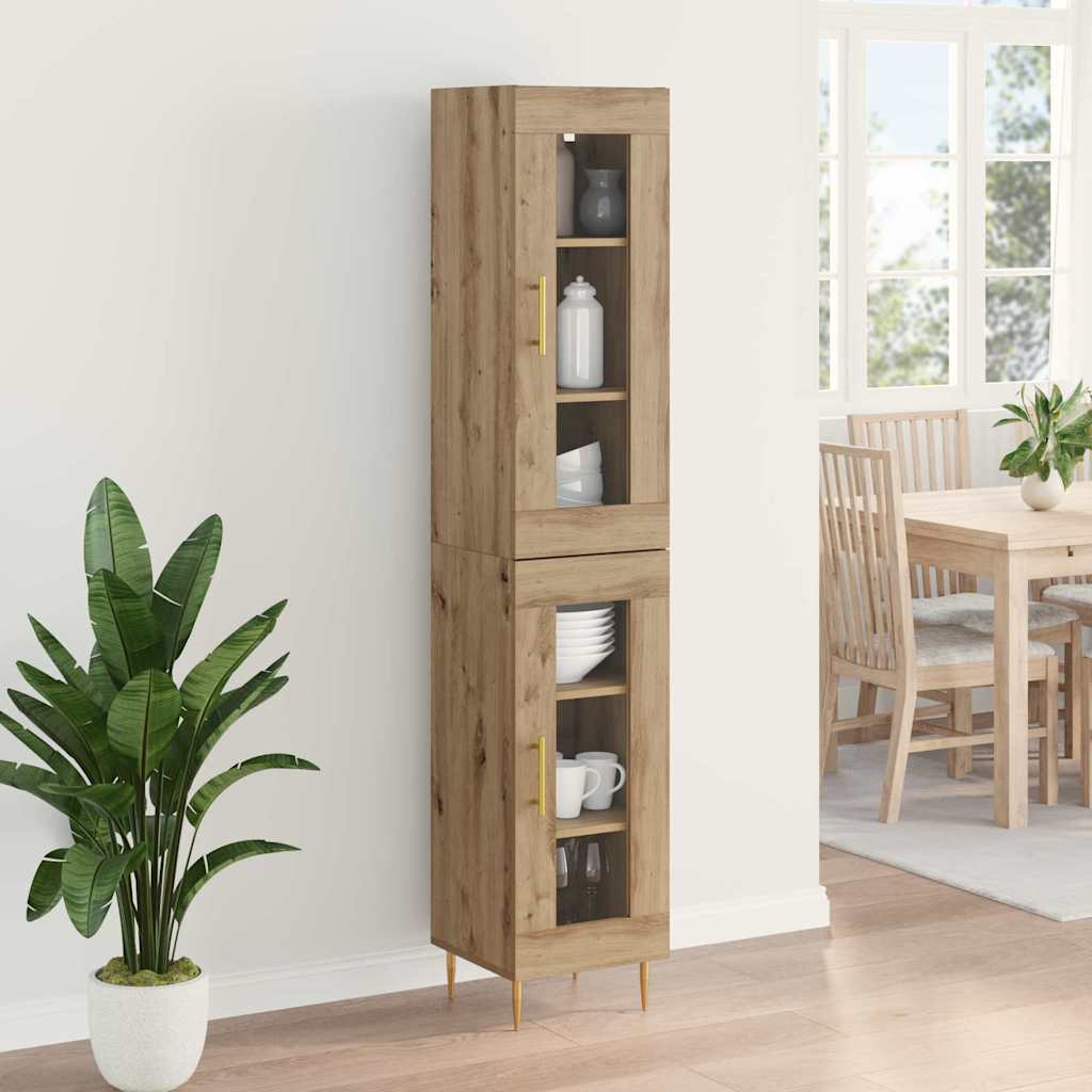 Highboard 2 pcs Umjetnički hrast Stakl
