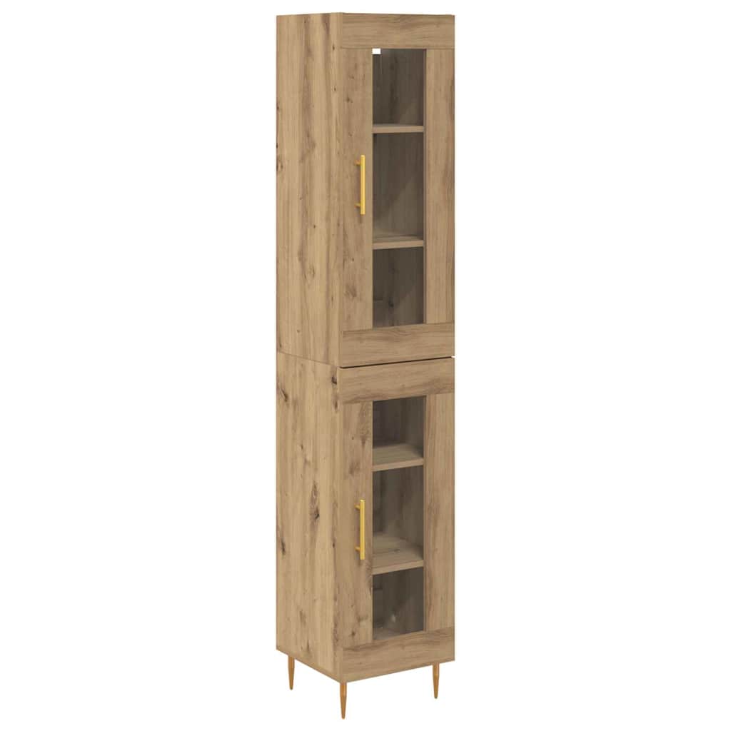 Highboard 2 pcs Umjetnički hrast Stakl
