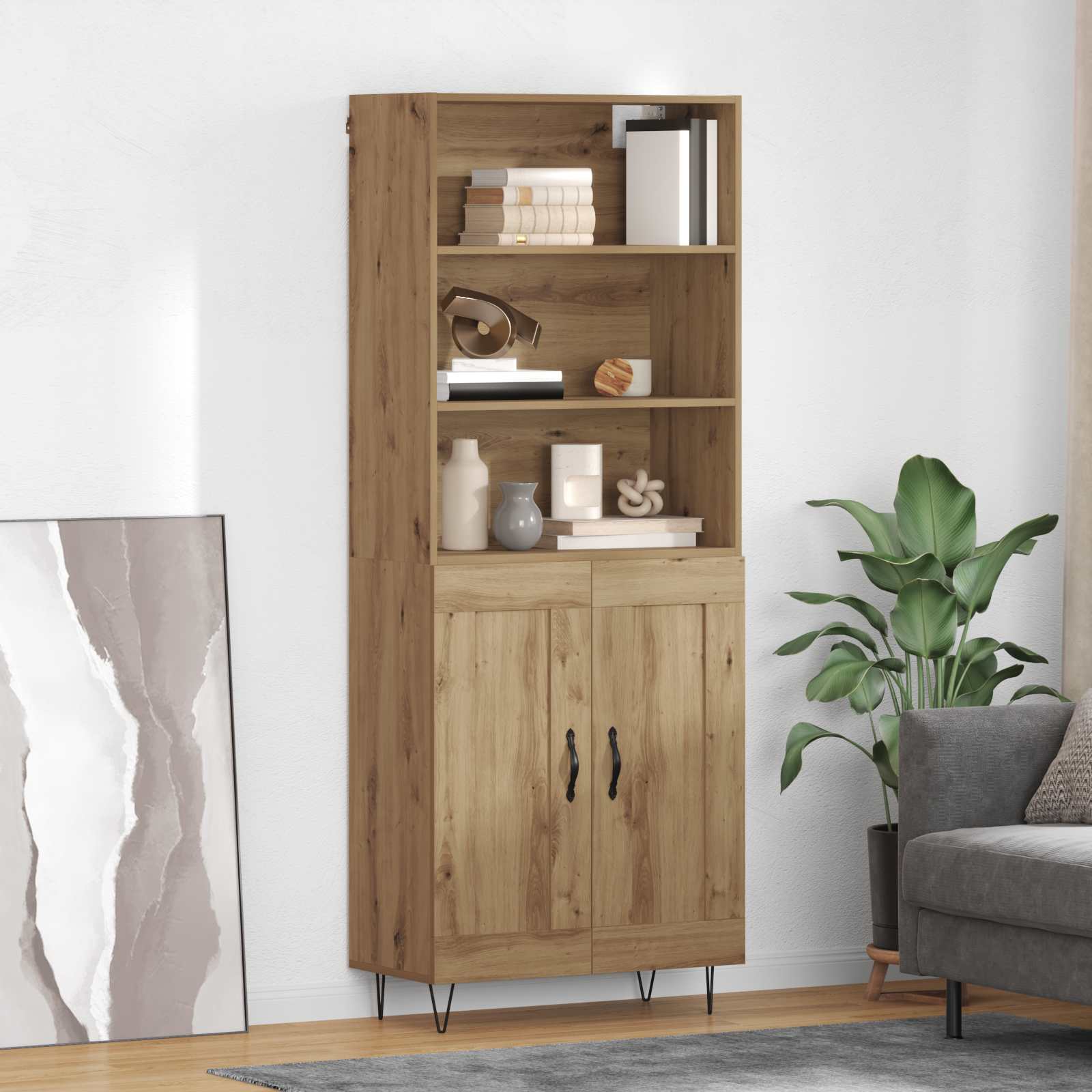 Highboard 2 pcs Umjetnički hrast Konstruirano drvo
