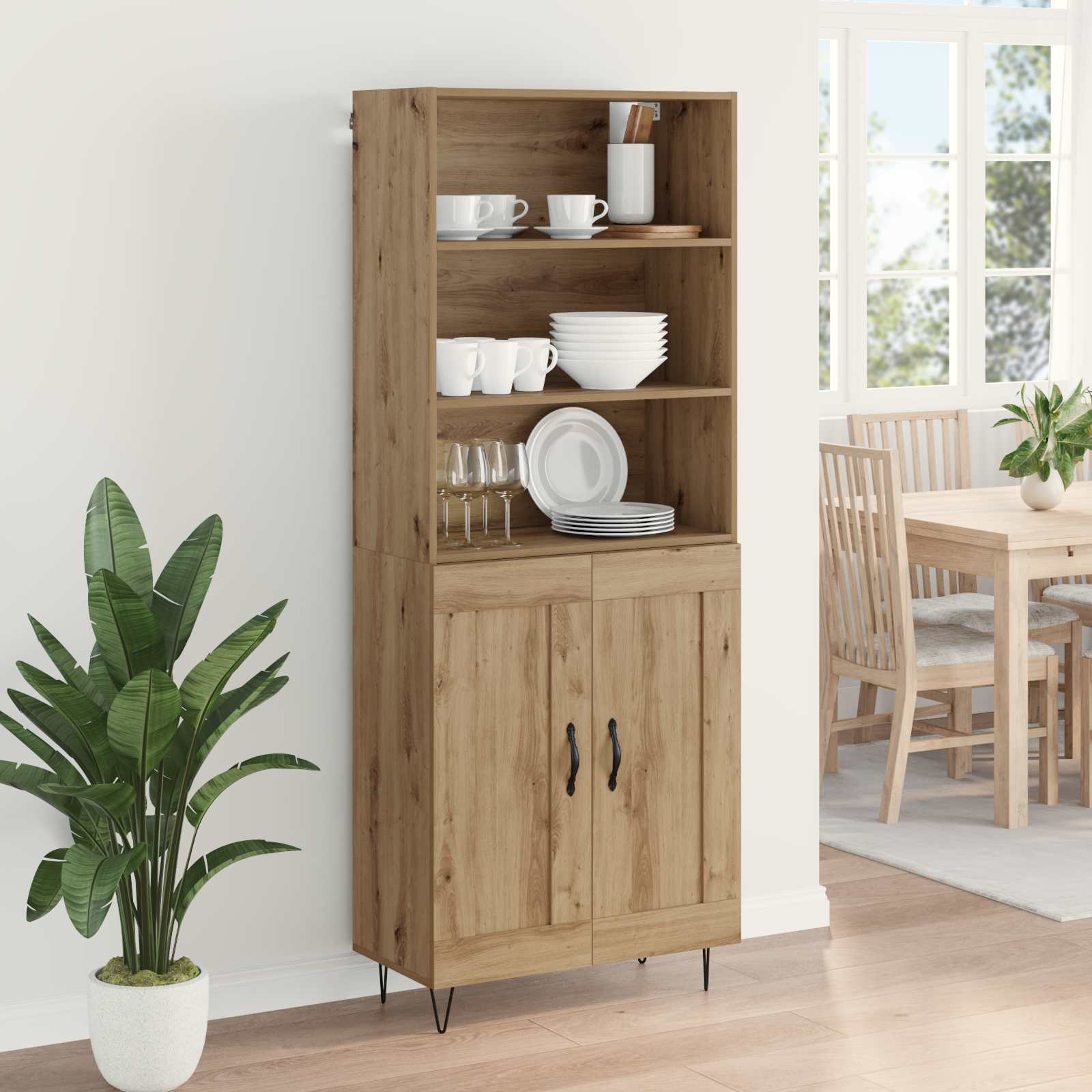 Highboard 2 pcs Umjetnički hrast Konstruirano drvo