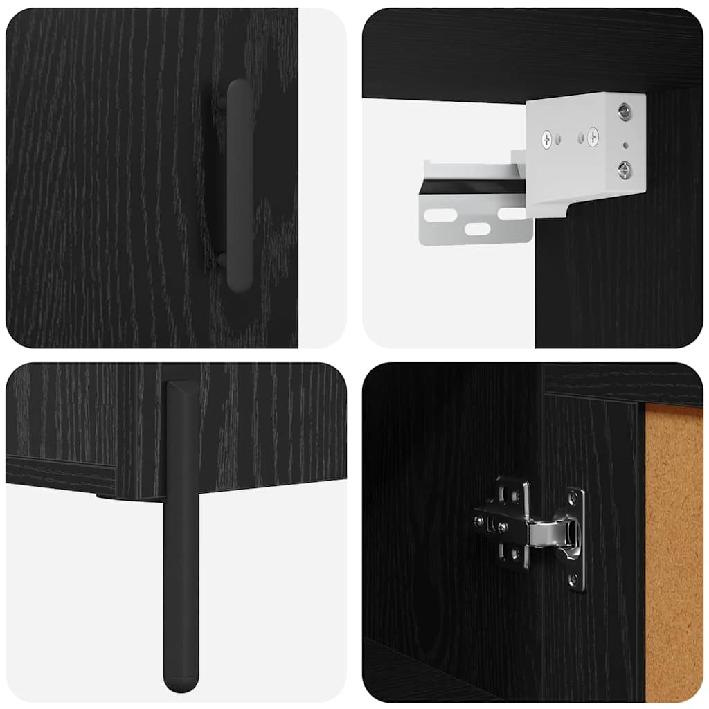 Highboard 2 pcs Crni hrast Konstruirano drvo