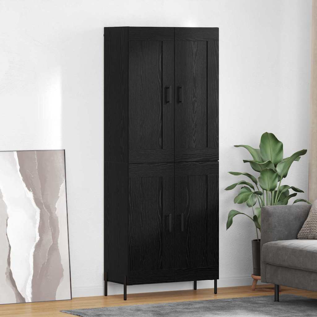 Highboard 2 pcs Crni hrast Konstruirano drvo