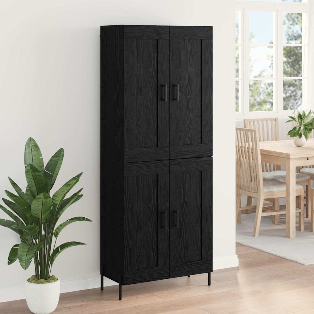 Highboard 2 pcs Crni hrast Konstruirano drvo