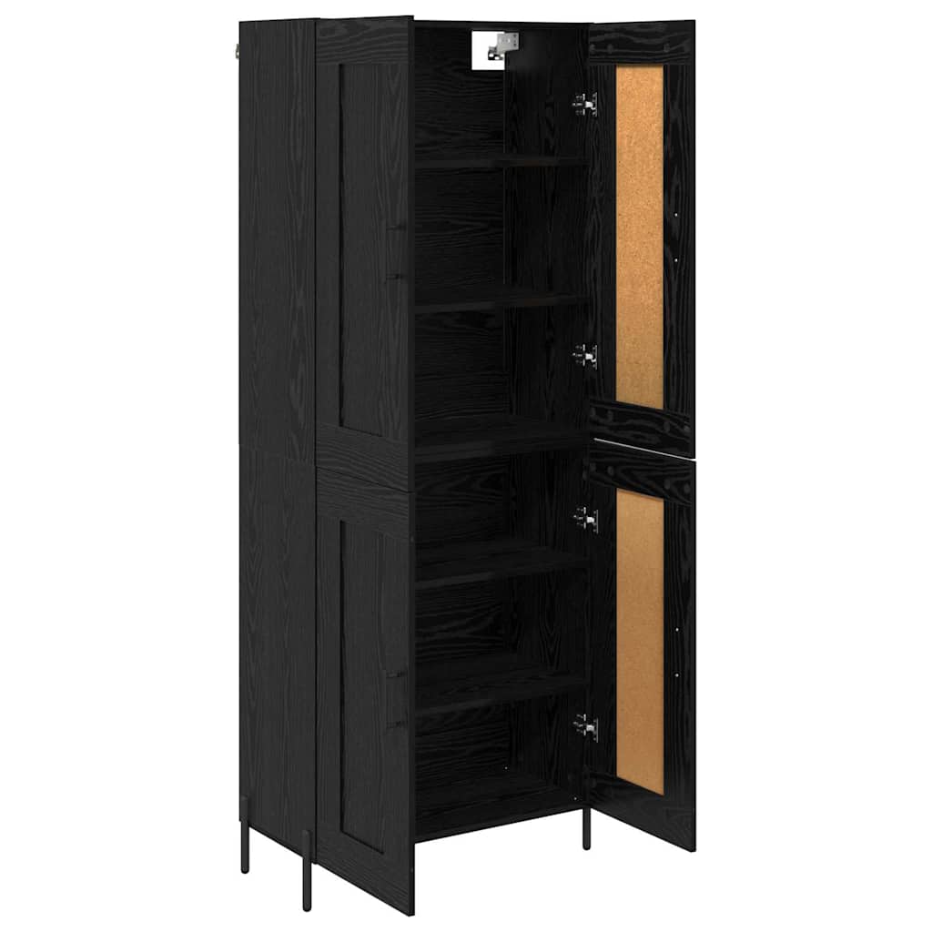 Highboard 2 pcs Crni hrast Konstruirano drvo