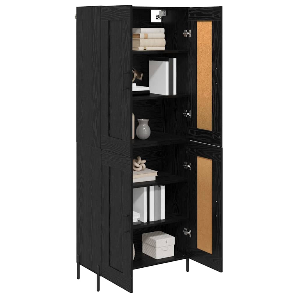 Highboard 2 pcs Crni hrast Konstruirano drvo