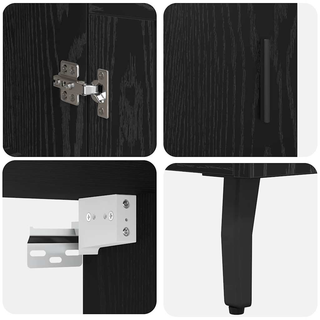Highboard 2 pcs Crni hrast Konstruirano drvo