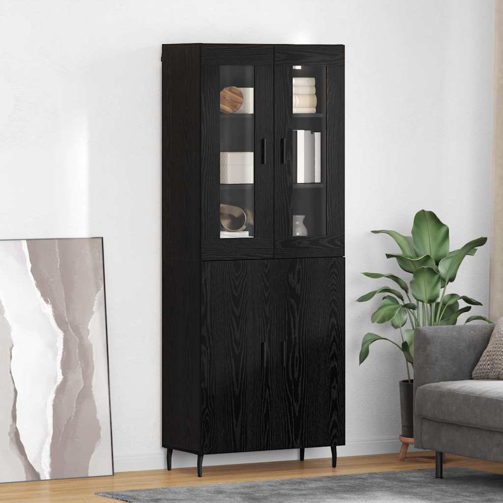 Highboard 2 pcs Crni hrast Konstruirano drvo