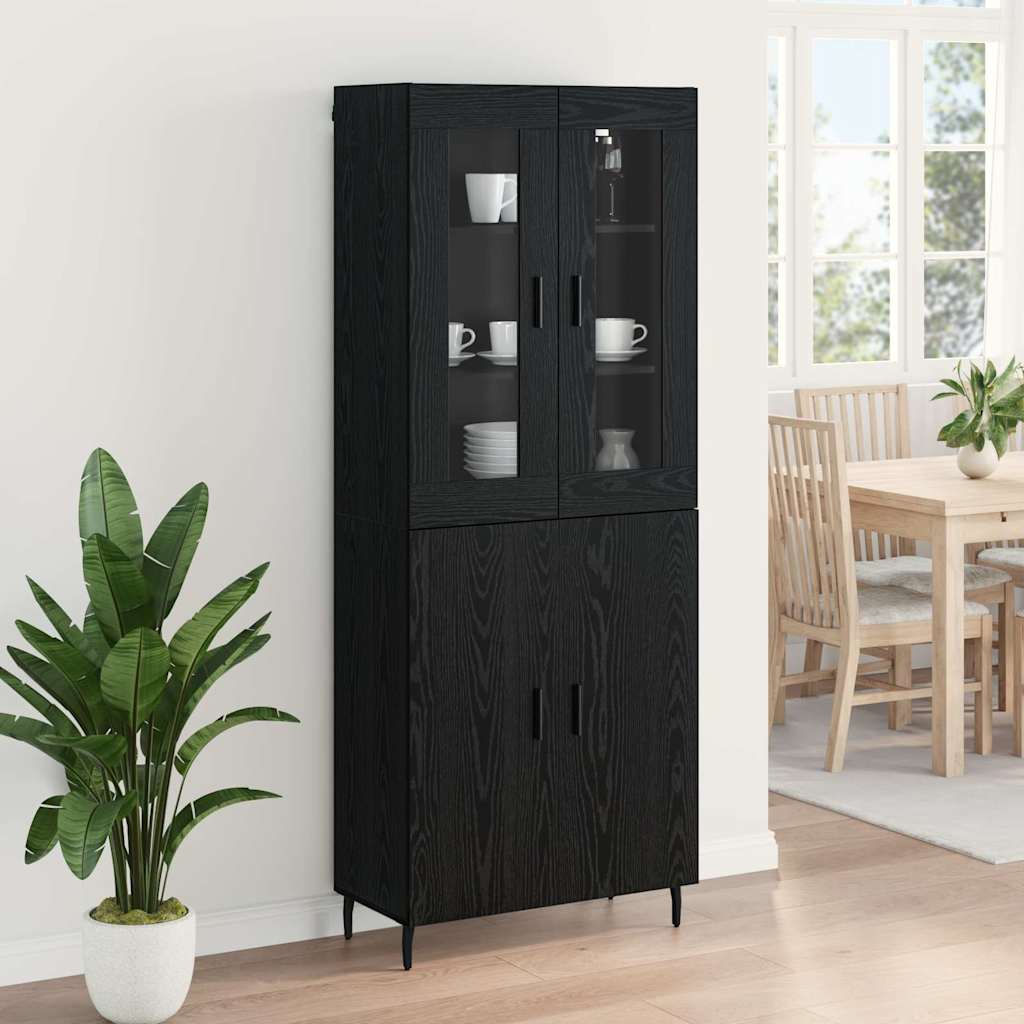 Highboard 2 pcs Crni hrast Konstruirano drvo