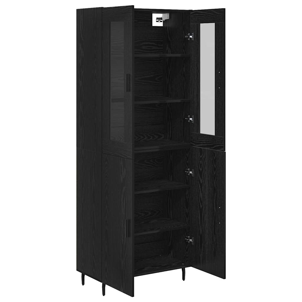 Highboard 2 pcs Crni hrast Konstruirano drvo