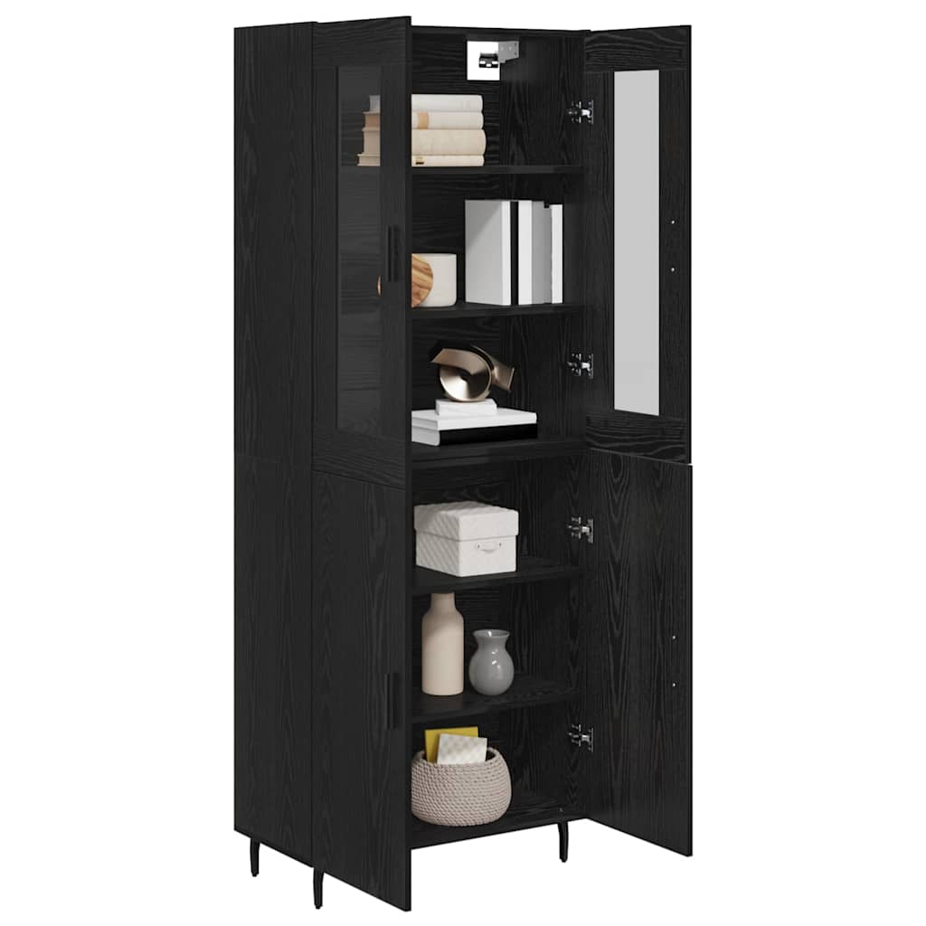 Highboard 2 pcs Crni hrast Konstruirano drvo