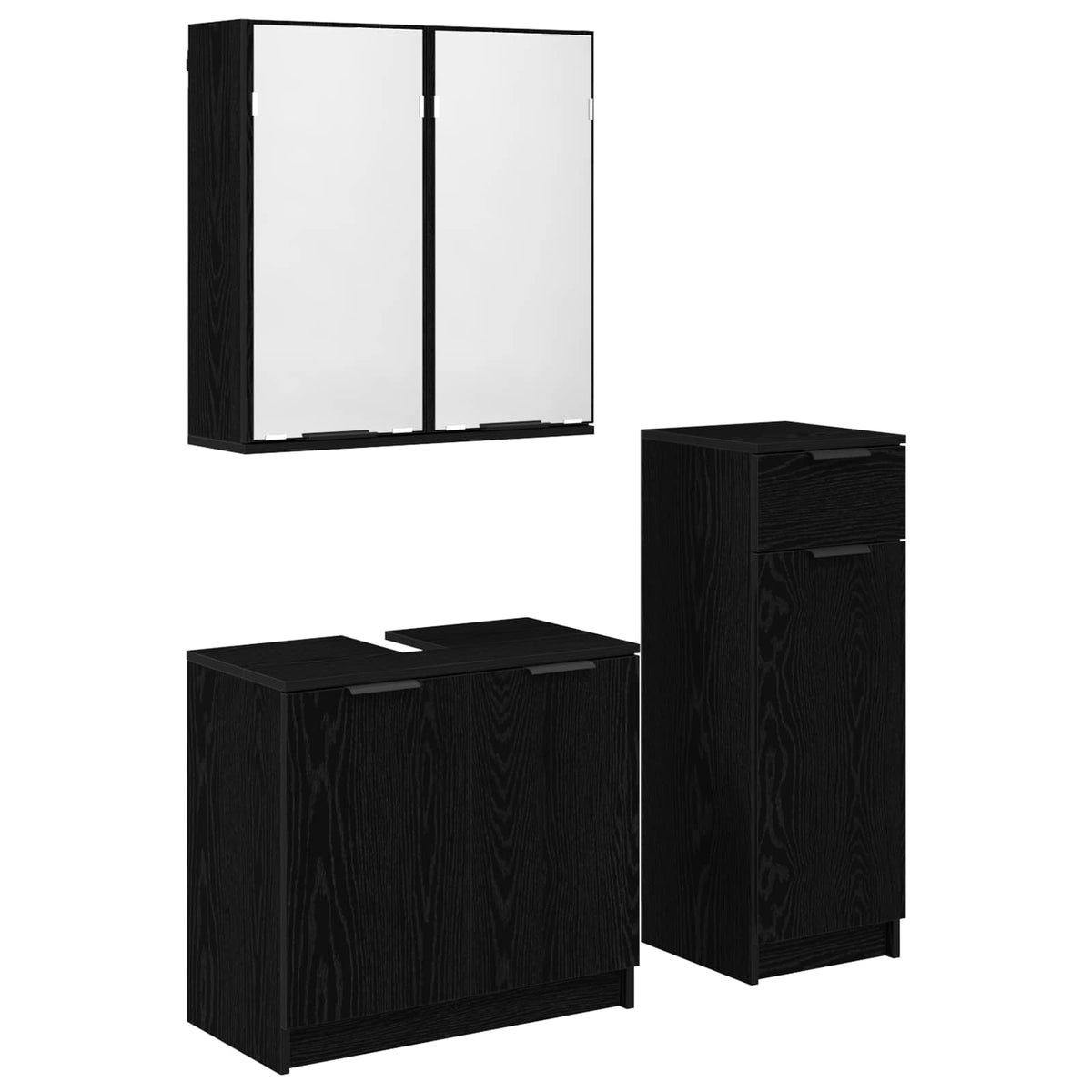 Set namještaja za kupaonicu 3 kom. Crni hrast Crna 64,5 x 33,5 x 59 cm