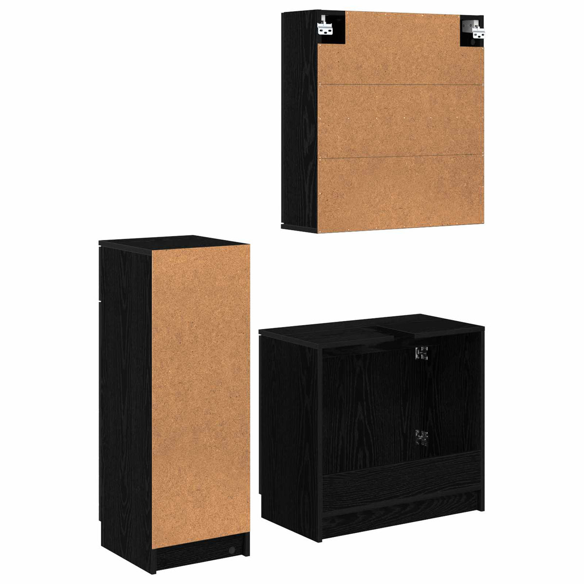 Set namještaja za kupaonicu 3 kom. Crni hrast Crna 64,5 x 33,5 x 59 cm
