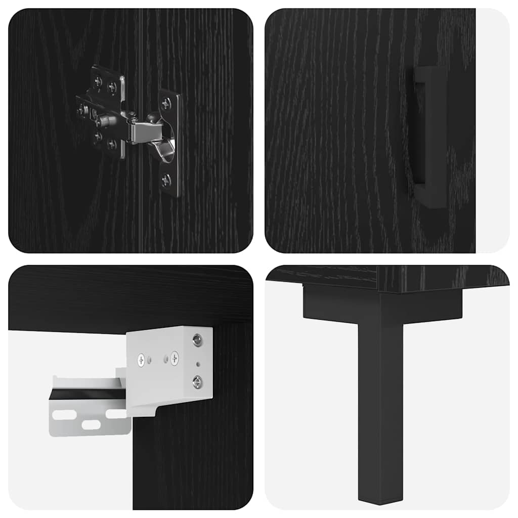 Highboard 2 pcs Crni hrast Konstruirano drvo