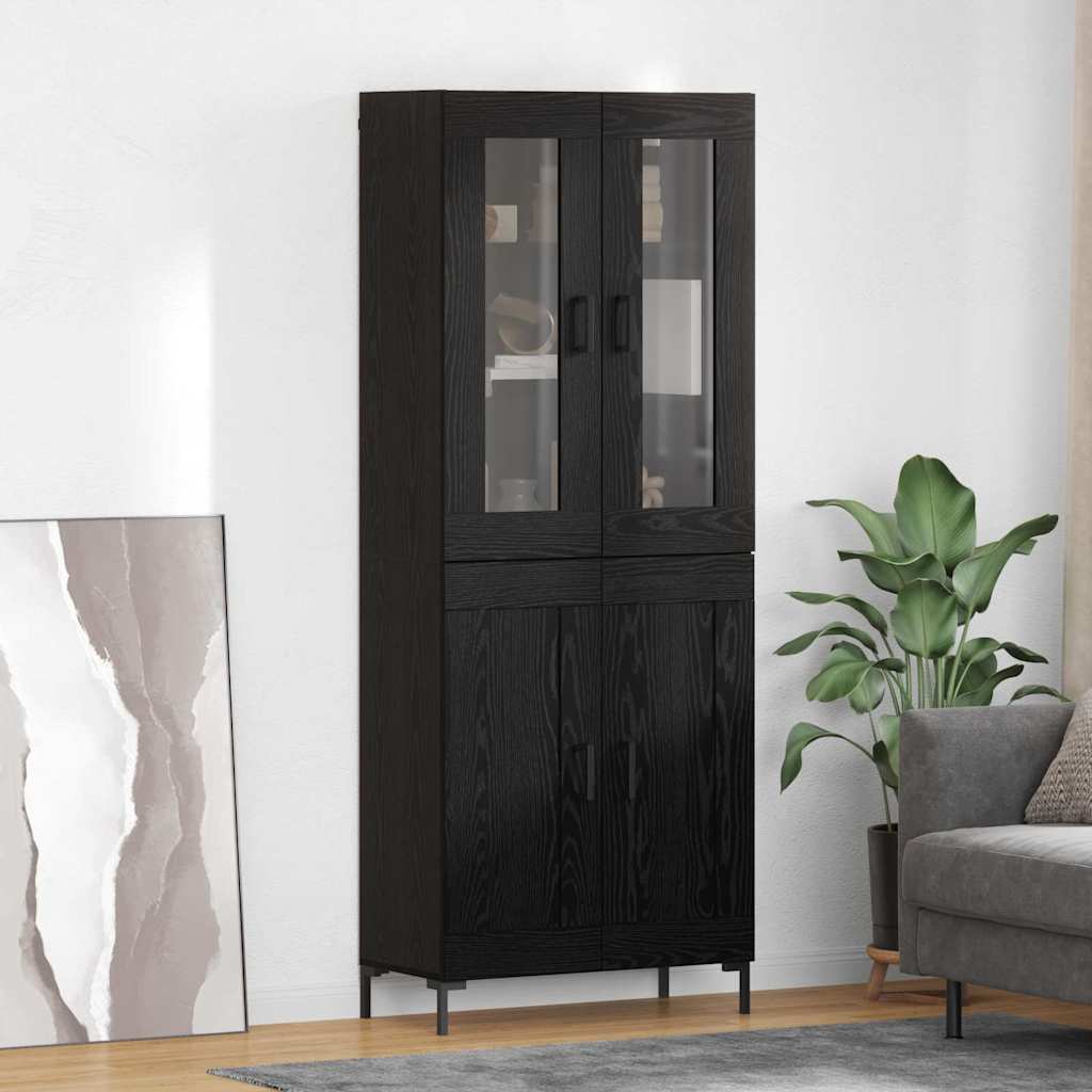 Highboard 2 pcs Crni hrast Konstruirano drvo