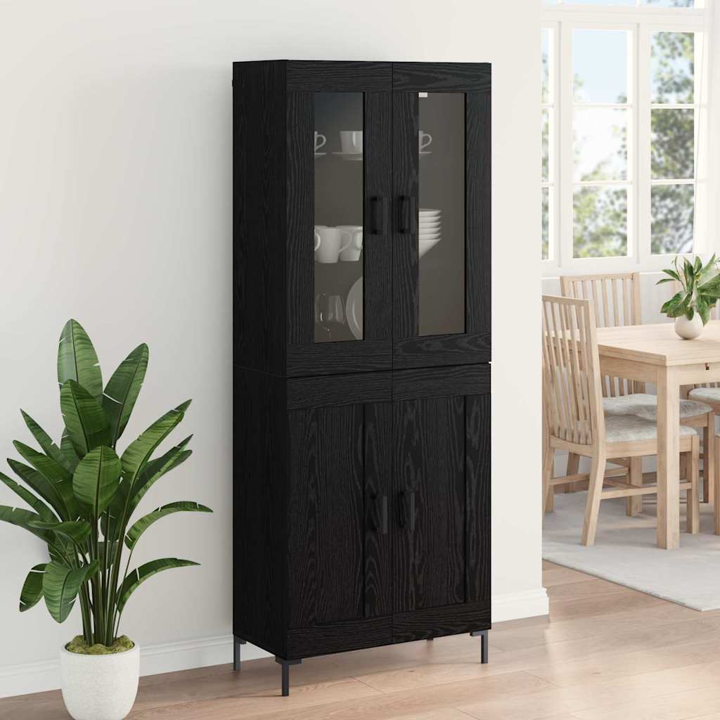 Highboard 2 pcs Crni hrast Konstruirano drvo